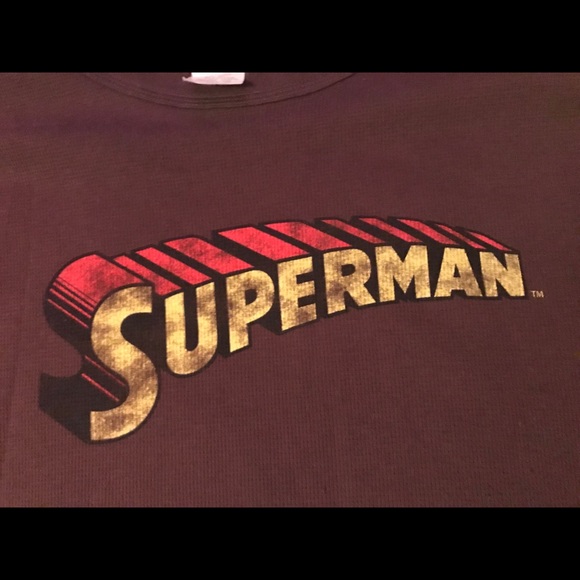 Men’s 2XL Superman DC Long Sleeve Shirt Brown - Picture 2 of 3